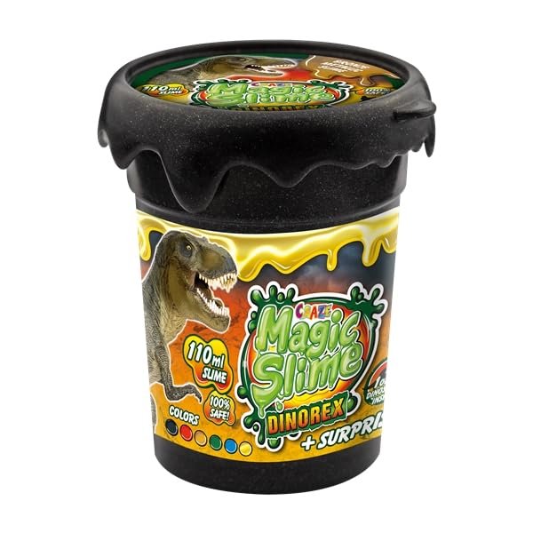 Craze Slime DINOREX Magic mud for Kids Clay in tin 150 g Gold with Dino Figure 15483, 1er Set 15483-150g
