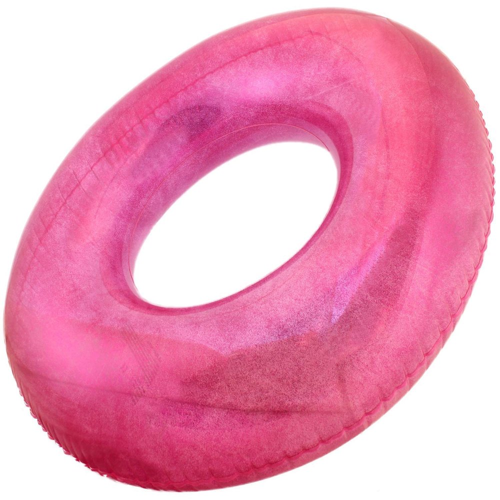 Playtek Giant Pool Float Ring, Large Round Pink Glitter Swim Tube, Durable Floats for Swimming on Beach, Pool, Water Sports