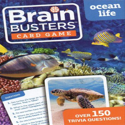 Brain Busters Card Game - Ocean Life - with Over 150 Trivia Questions - Educational Flash Cards