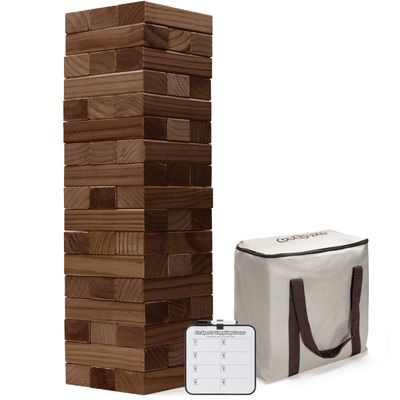 GoSports 3 ft Large Wooden Toppling Tower - Includes Bonus Rules with Gameboard - Choose Your Style