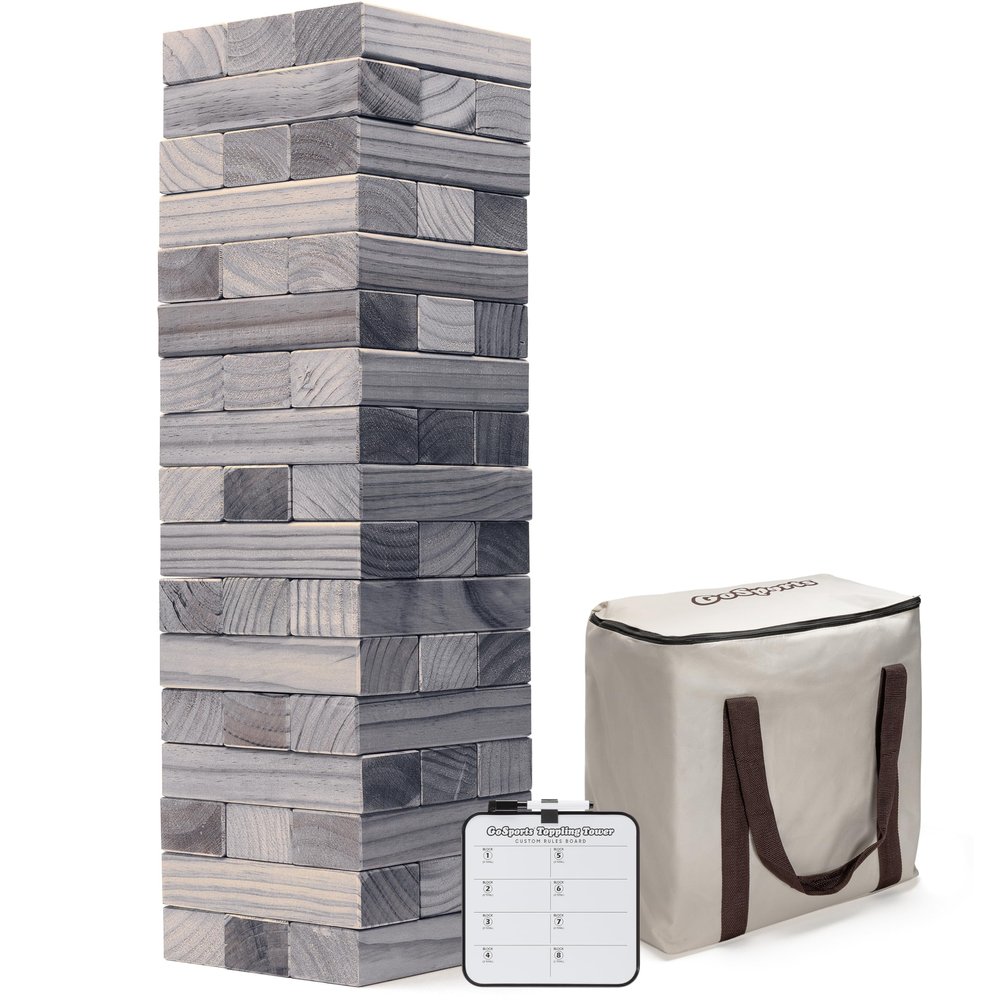 GoSports 3 ft Large Wooden Toppling Tower - Includes Bonus Rules with Gameboard - Choose Your Style