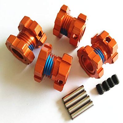 Aluminum Splined 17mm Wheel Hubs Hex Adaptar -4pcs Orange for Traxxas 1/10 E REVO 2.0 VXL 8654 7758