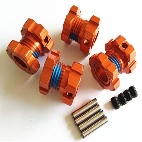Aluminum Splined 17mm Wheel Hubs Hex Adaptar -4pcs Orange for Traxxas 1/10 E REVO 2.0 VXL 8654 7758