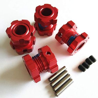 Aluminum Splined 17mm Wheel Hubs Hex Adaptar -4pcs Red for Traxxas 1/10 E REVO 2.0 VXL 8654 7758