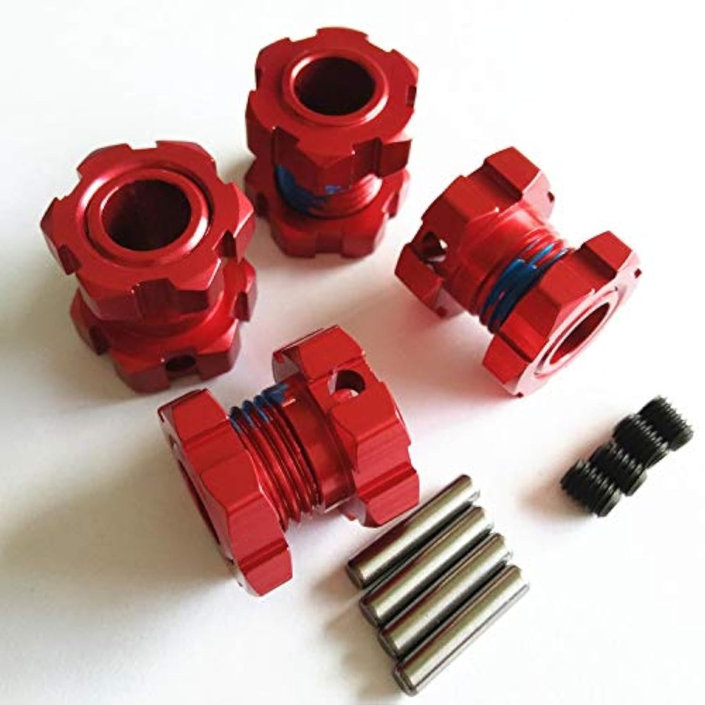 Aluminum Splined 17mm Wheel Hubs Hex Adaptar -4pcs Red for Traxxas 1/10 E REVO 2.0 VXL 8654 7758