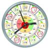 Educational Wall Clock - Silent Movement Time Teaching Clock for Teacher's Classrooms and Kid's Bedrooms (Silver/Multicolor Apple) view 1