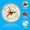 Educational Wall Clock - Silent Movement Time Teaching Clock for Teacher's Classrooms and Kid's Bedrooms (Silver/Multicolor Apple) view 2
