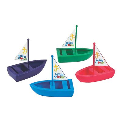 Fun Express Jesus Loves Me Toy Boats - VBS, Sunday School and Religious Toys - Vacation Bible School Supplies/Decor - 12 Pieces