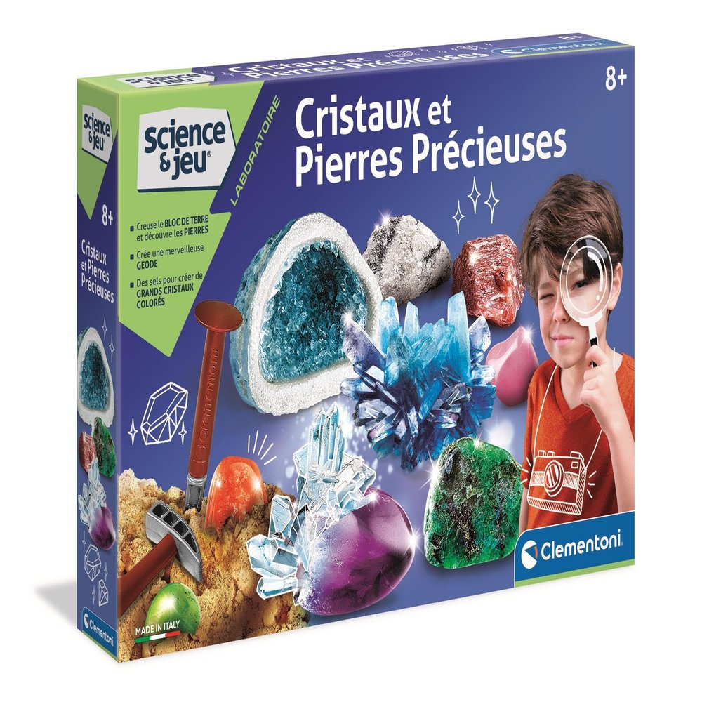 Clementoni - Science & Play - Crystals and Gemstones - Scientific Game - Laboratory - Laboratory - Experiments - Chemical Substances - for Children Ages 8 and Up, [Packaging May Vary]