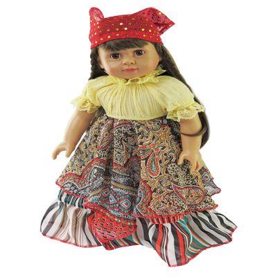 American Fashion World Esmeralda Gypsy Dress Set for 18-Inch Dolls |Head Scarf Included | Premium Quality & Trendy Design | Dolls Clothes | Outfit Fashions for Dolls for Popular Brands