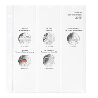 Lindner 1520-19 Vordruckblatt Karat 20 Euro-Silbermnzen BR Deutschland 2019