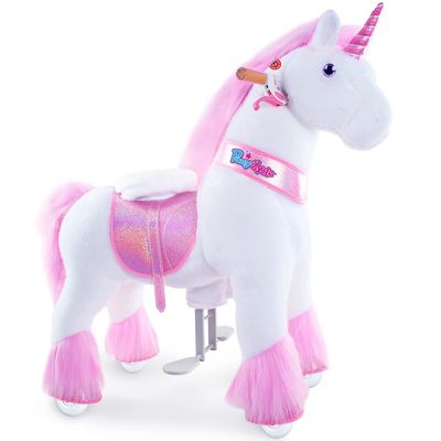 PonyCycle Official Classic U Series Ride on Horse Toy Plush Walking Animal Pink Unicorn Size 4 for Age 4-9 Ux402