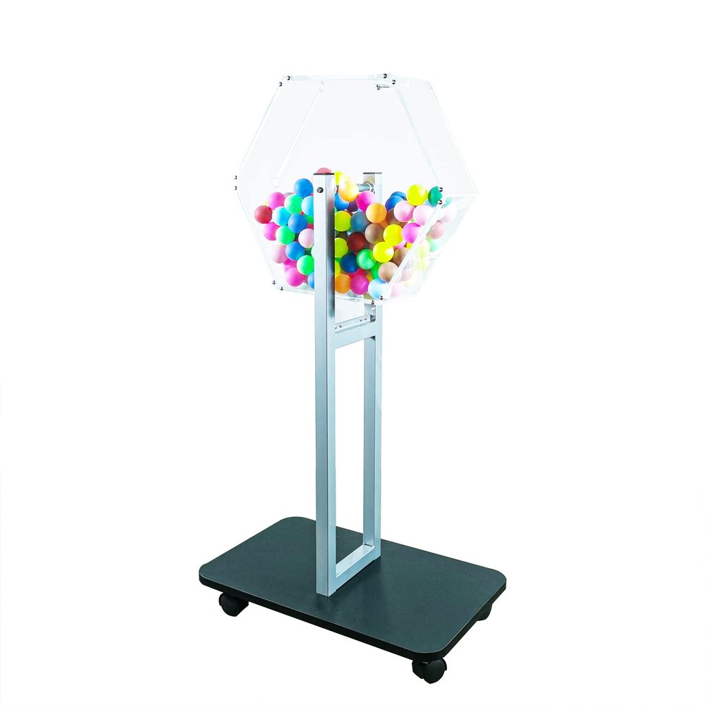 FixtureDisplays Acrylic Raffle Drum with Wheels, Floorstanding - Clear & Black 23X15X45" 119571-NF