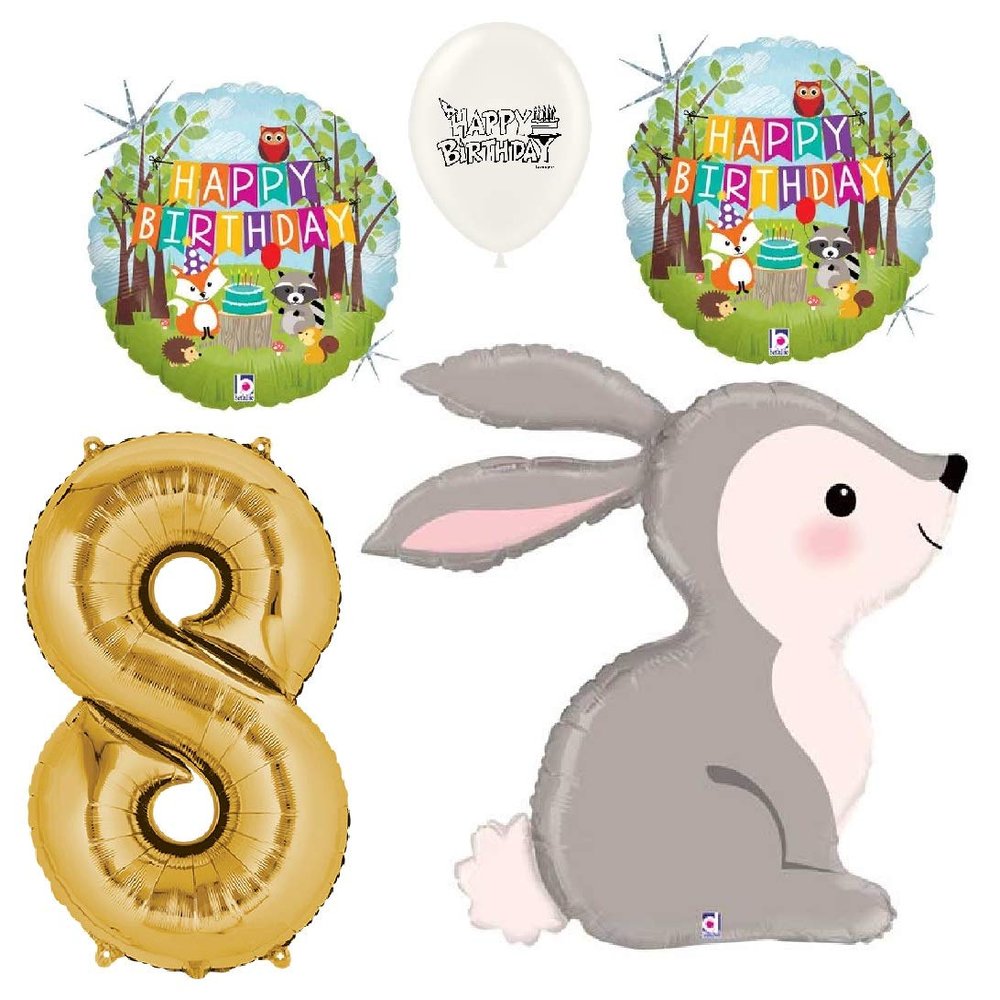 Ultimate Woodland Bunny Rabbit 8th Birthday Party Event Bouquet of Balloons