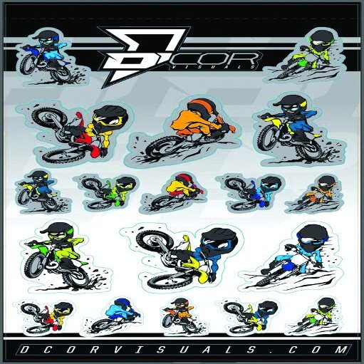 Dcor Visuals Young Caricature Decal Sheet  4 Mil Vinyl Stickers for Dirt Bikes, Helmets & Gear  Fun Cartoon Racing Graphics, Durable Motocross Stickers for Young Riders, 19x12