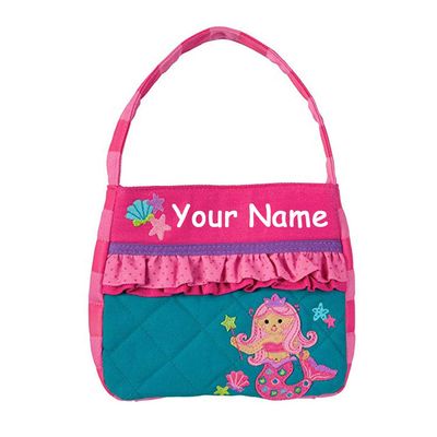Stephen Joseph Personalized Mermaid Princess Quilted Purse Carrying Pocket Book with Custom Name - 8 Inches