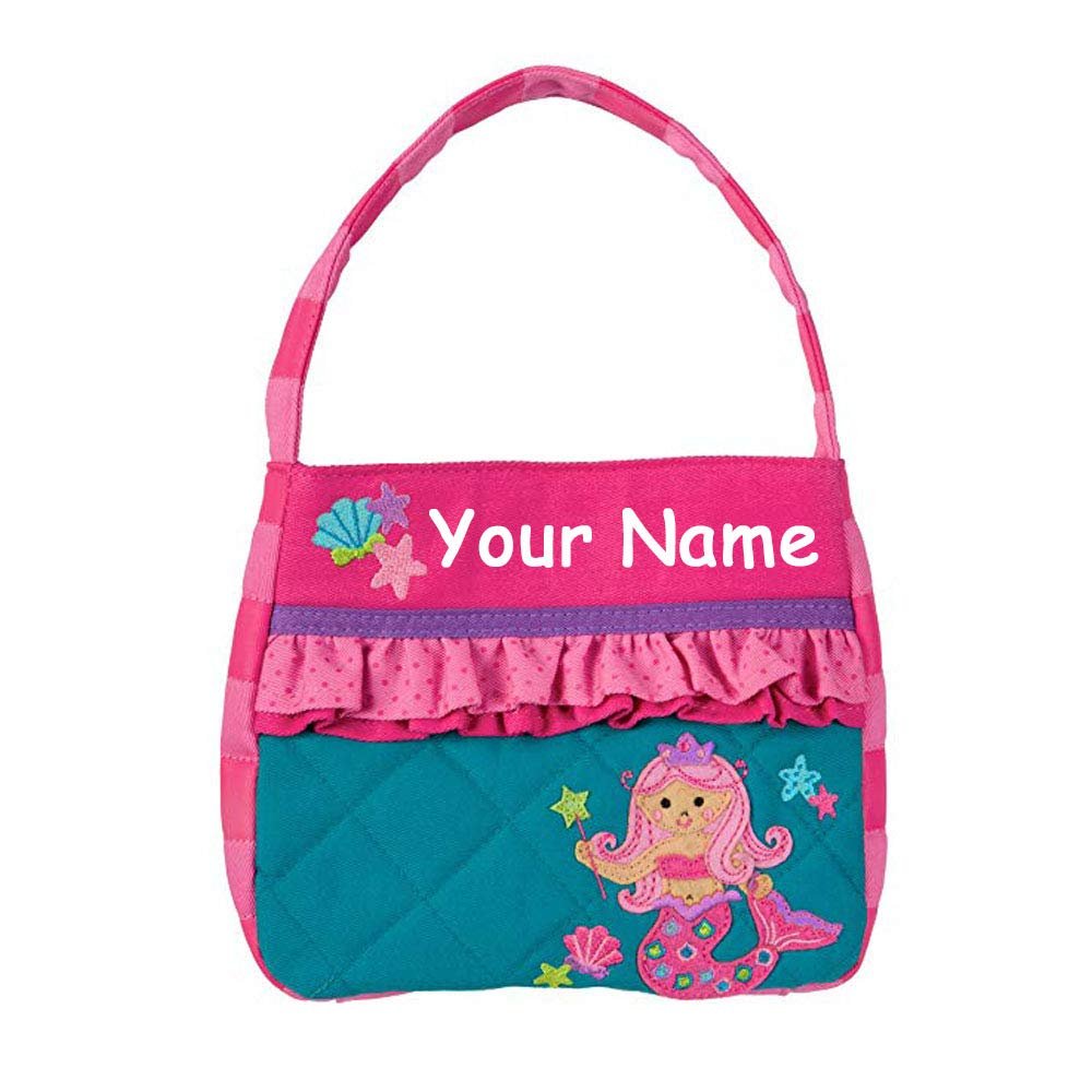 Stephen Joseph Personalized Mermaid Princess Quilted Purse Carrying Pocket Book with Custom Name - 8 Inches