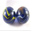 Big Game Toys~Set of 2 Michelangelo 35mm Boulder Black/Blue/red/Yellow/White Swirl Large Shooter Solid Glass Marbles view 2