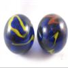 Big Game Toys~Set of 2 Michelangelo 35mm Boulder Black/Blue/red/Yellow/White Swirl Large Shooter Solid Glass Marbles view 3