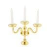 Odoria 1/12 Miniature Candlestick Candelabra with Candles Dollhouse Accessories, 3-arms Gold view 1