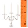 Odoria 1/12 Miniature Candlestick Candelabra with Candles Dollhouse Accessories, 3-arms Silver view 3