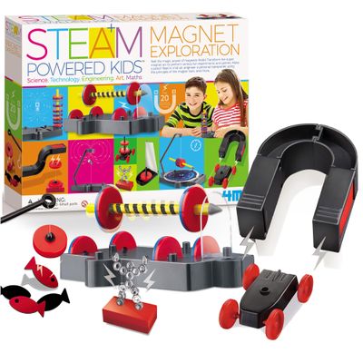 4M - STEAM Magnet Exploration - Hands-On Science Kit with Magnetic Toys Experiments for Kids Ages 5+ - Includes Magnet Toys Wand, U-Shaped Magnet, Racers, Yacht & More - Educational STEM Toy Gift