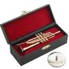 Dselvgvu Miniature Trumpet with Stand and Case Brass Mini Musical Instrument Trumpet Replica Collectible Figurines Dollhouse Accessories Model Home Decoration Display Ornament (4.65"x1.18") view 3
