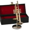Dselvgvu Miniature Trumpet with Stand and Case Brass Mini Musical Instrument Trumpet Replica Collectible Figurines Dollhouse Accessories Model Home Decoration Display Ornament (4.65"x1.18") view 4