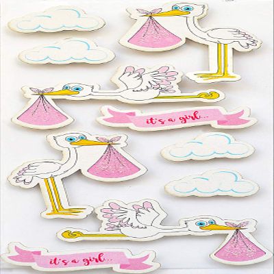 Rssler Papier Its a Girl Rattle Stork