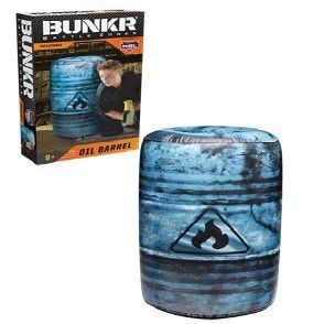 Bunkr BattleZones Inflatable Take Cover Oil Barrel Compatible with Nerf, Laser X, X-Shot and Boomco