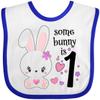 inktastic Somebunny Is One- First Birthday Bunny Baby Bib White and Royal 34331 view 1