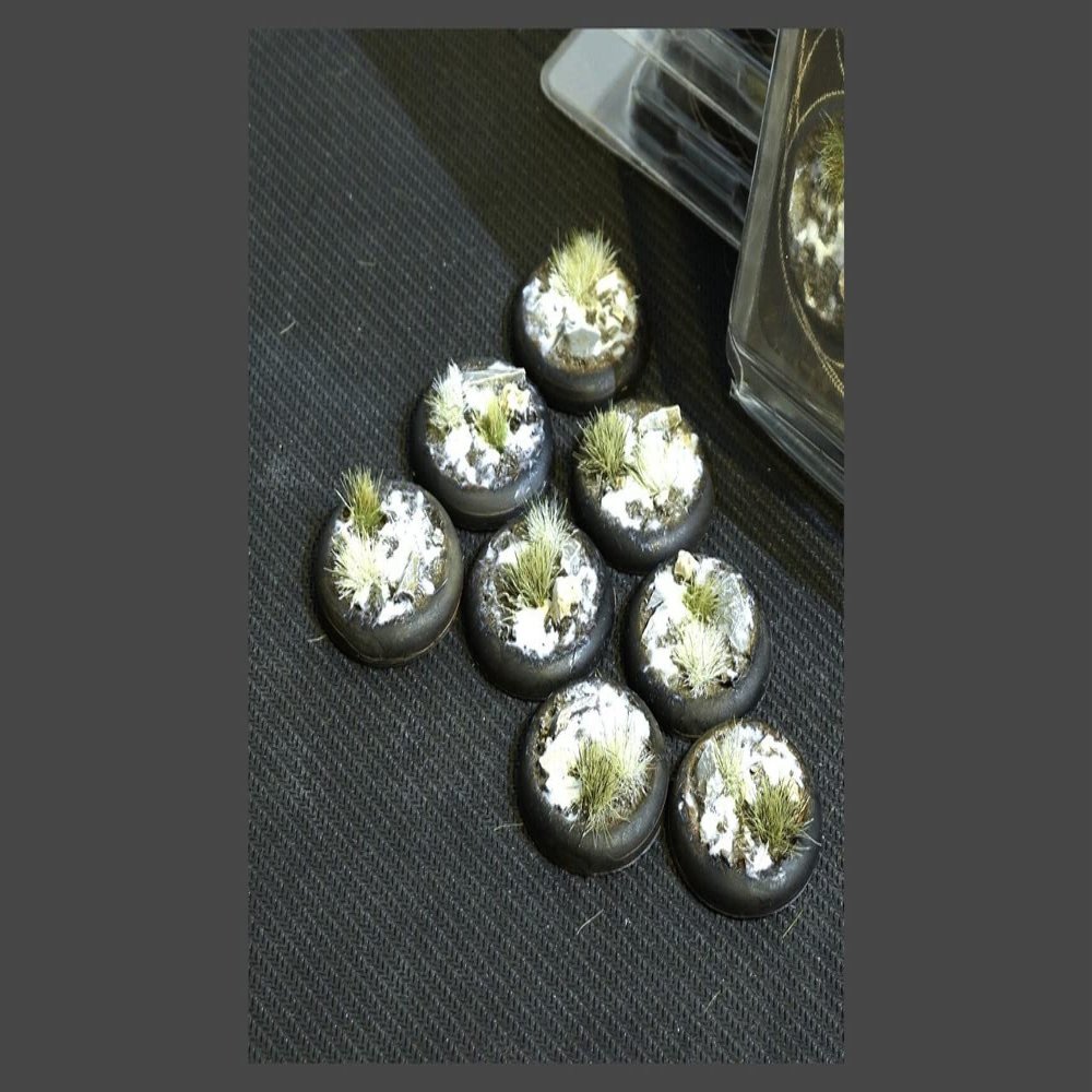 Gamers Grass Battle Ready Bases: Winter Round Lip 30mm (x8)