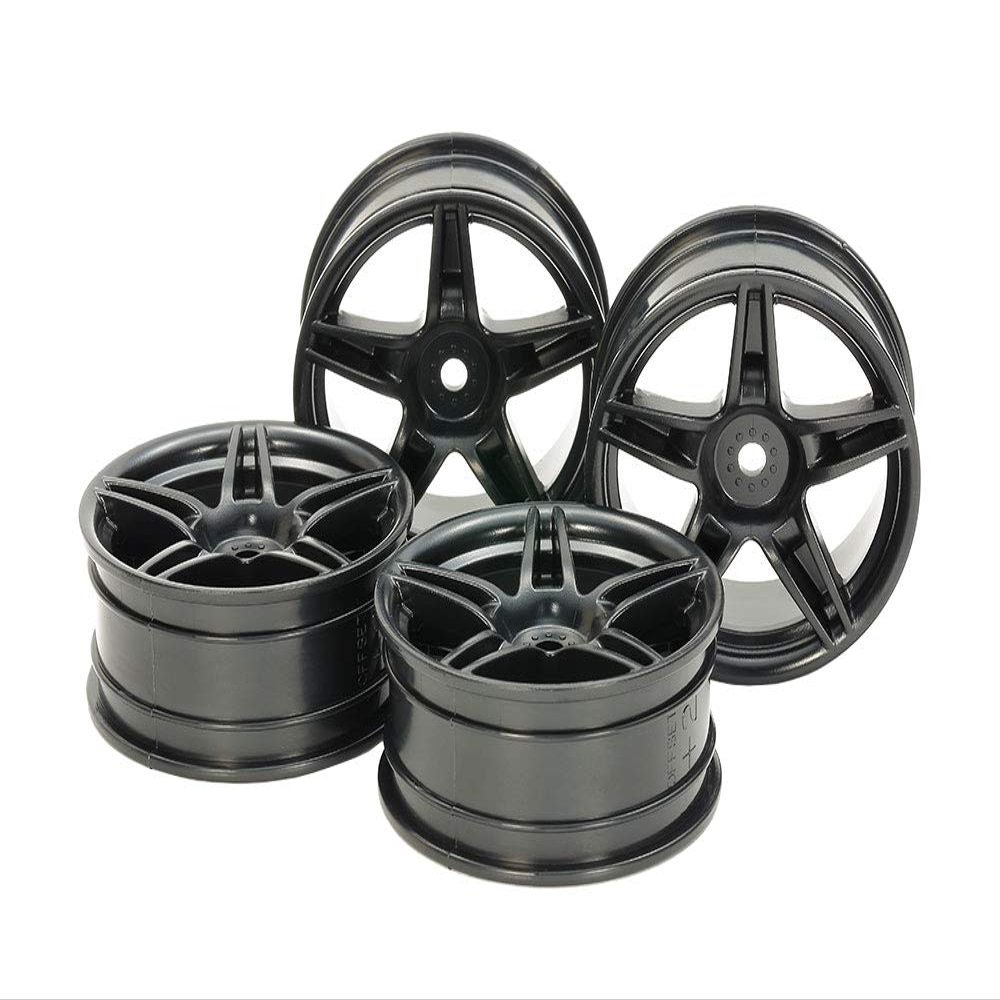 Tamiya Hop-Up Options No.1853 OP.1853 5 This Twin-Spoke Wheel Four Black 24mm Width and Offset +2 54853