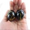 Big Game Toys Set of 2 Poison Dart Frog 35mm Boulder Black/Gold Swirl Large Shooter Solid Glass Marbles view 1