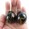 Big Game Toys Set of 2 Poison Dart Frog 35mm Boulder Black/Gold Swirl Large Shooter Solid Glass Marbles view 3