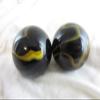 Big Game Toys Set of 2 Poison Dart Frog 35mm Boulder Black/Gold Swirl Large Shooter Solid Glass Marbles view 4