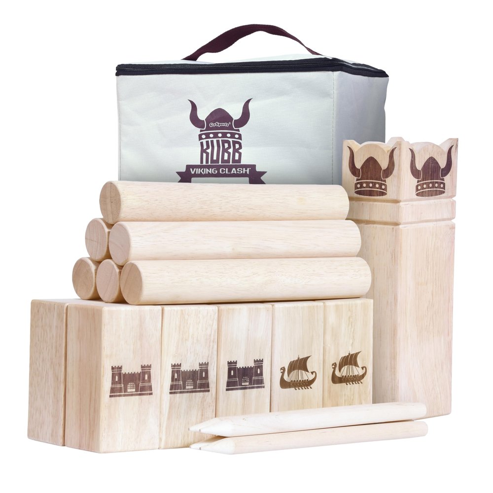 GoSports Backyard Size Kubb Viking Clash Toss Game Set for Kids & Adults