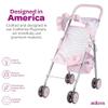 Adora Baby Doll Stroller with Umbrella Shade & Ruffle Trim, Adjustable Sun Cover and Doll Accessory Storage, Birthday Gift for Ages 3+ - Pastel Pink Heart view 3