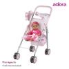 Adora Baby Doll Stroller with Umbrella Shade & Ruffle Trim, Adjustable Sun Cover and Doll Accessory Storage, Birthday Gift for Ages 3+ - Pastel Pink Heart view 4
