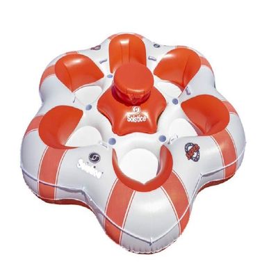 Swim Central Super Chill 6 Person Inflatable Island Float - 99" - Orange and White