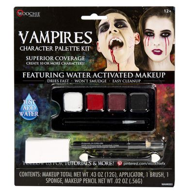 Woochie Water Activated Character Make Up Kit - Professional Quality Halloween Costume Cosmetics - Vampires