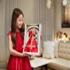 Barbie 2019 Holiday Doll, 11.5-inch, Blonde, Wearing Red and White Gown, with Doll Stand and Certificate of Authenticity view 2