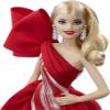 Barbie 2019 Holiday Doll, 11.5-inch, Blonde, Wearing Red and White Gown, with Doll Stand and Certificate of Authenticity view 3