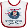 inktastic Grandma and Grandpa Love Me Boys Baby Bib White and Red 3452c view 1