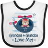 inktastic Grandma and Grandpa Love Me Boys Baby Bib White and Black 3452c view 1