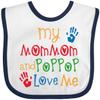 inktastic MomMom and PopPop Love Me Baby Bib White and Navy 34549 view 1