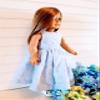18" Doll Dress - Custom Blue Eyelet Handmade Doll Dress fits American Girl dolls view 2
