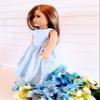 18" Doll Dress - Custom Blue Eyelet Handmade Doll Dress fits American Girl dolls view 4
