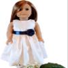 18" Doll Dress - Ivory and Navy Satin Handmade Doll Dress fits American Girl dolls view 1