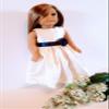 18" Doll Dress - Ivory and Navy Satin Handmade Doll Dress fits American Girl dolls view 2